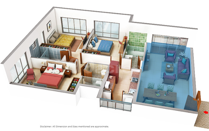 3BHK 1700 sqft flat for sale Orbit Urban Park Newtown