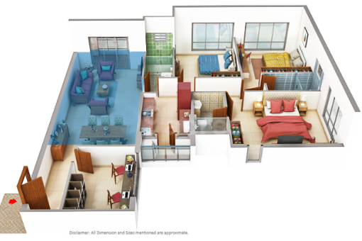 3BHK 1950 sqft flat for sale Orbit Urban Park Newtown